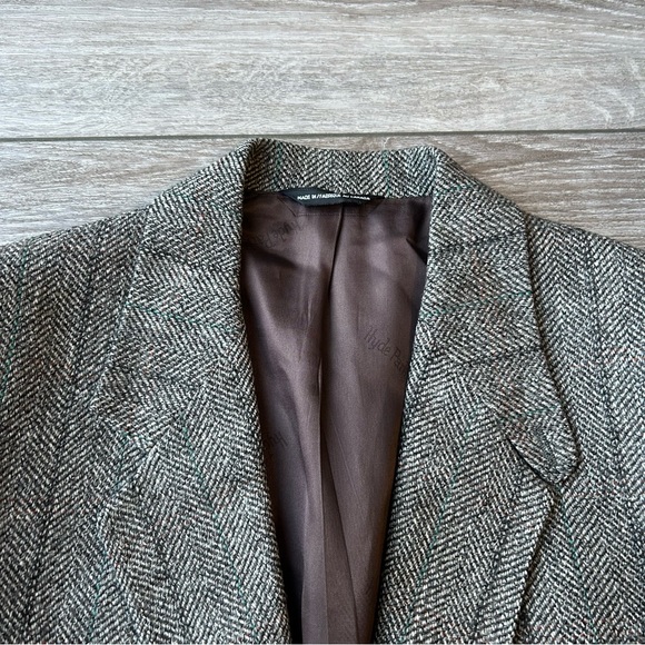 Vintage Hyde Park Union Made Pure Wool Striped Herringbone Tweed Blazer - Picture 4 of 15